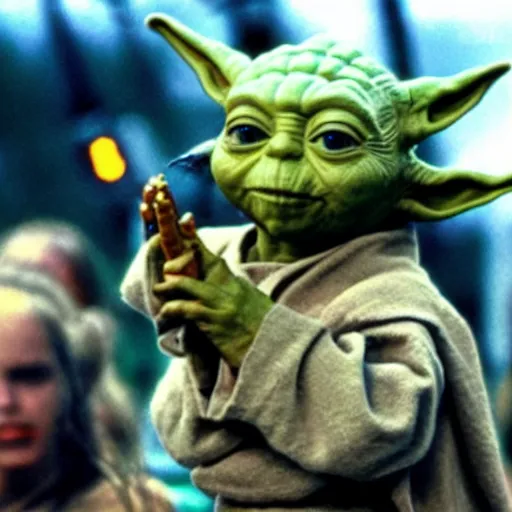 Image similar to yoda performing at woodstock