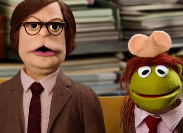 Image similar to film still of Dwight Schrute as a muppet from The Office, 4k