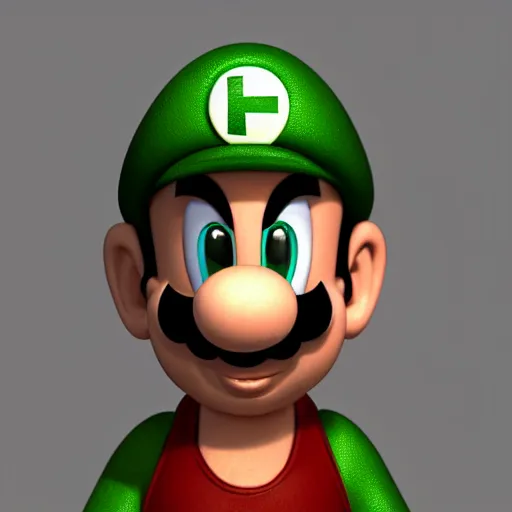 Image similar to luigi from super mario bros., a computer rendering by h. r. giger, trending on zbrush central, neoplasticism, zbrush, reimagined by industrial light and magic, # vfxfriday