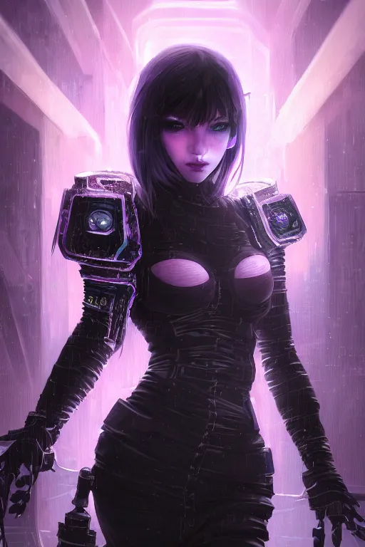 Prompt: portrait futuristic evil cyberpunk young female Death Knight, in futuristic snowy tokyo rooftop cyberpunk night, ssci-fi, fantasy, intricate, very very beautiful, elegant, neon light, highly detailed, digital painting, artstation, concept art, soft light, hdri, smooth, sharp focus, illustration, art by tian zi and craig mullins and WLOP and alphonse mucha