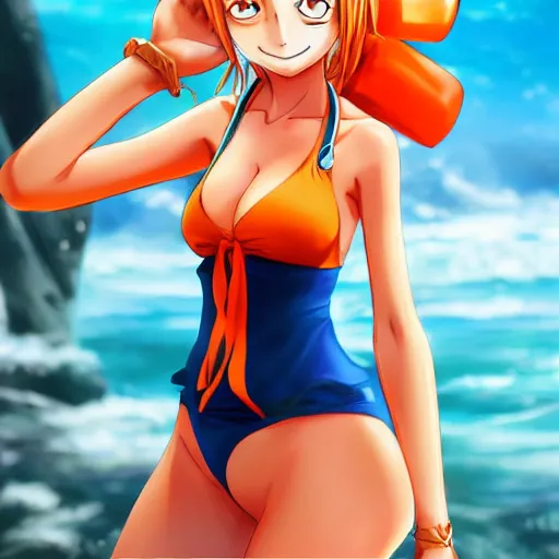 One Piece Nami anime. beautiful anime art. trending on