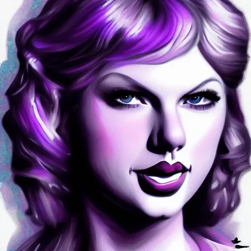 Image similar to Taylor Swift made of purple ice, trending on artstation