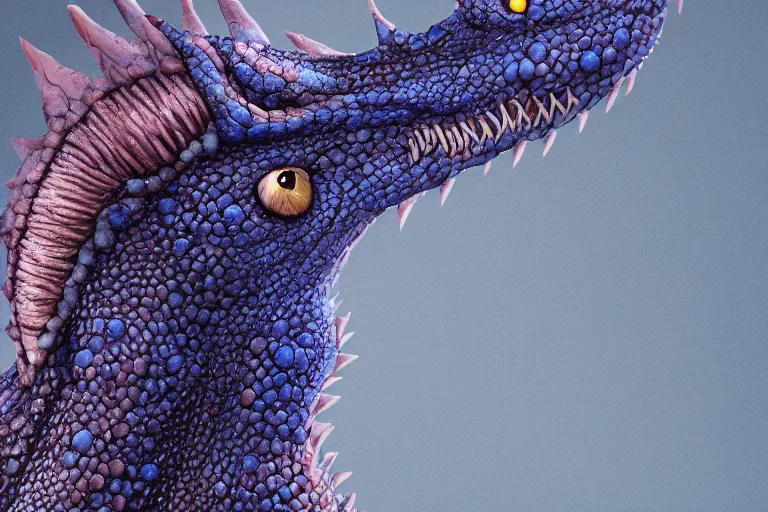Prompt: a portrait of a blueberry dragon, 4k
