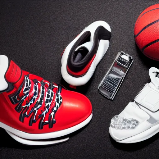 Prompt: full view of sport shoes for chess player, product photo, studio lighting, highly detailed