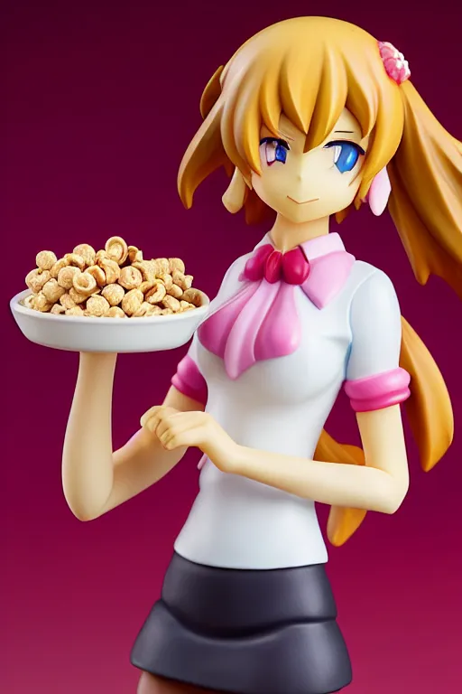 Prompt: figurine of cereal wearing an elegant summer blouse, personification, official store photo, commercial photo, featured on amiami, lovecraftian, 8 k, 8 5 mm, beautiful composition