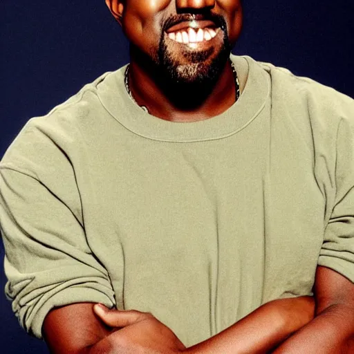 Image similar to Kanye West smiling and giving a thumbs up for a 1990s sitcom tv show, Studio Photograph, portrait C 12.0