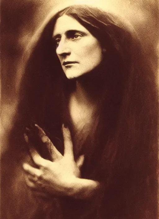 Prompt: beautiful witch circe, art by julia margaret cameron