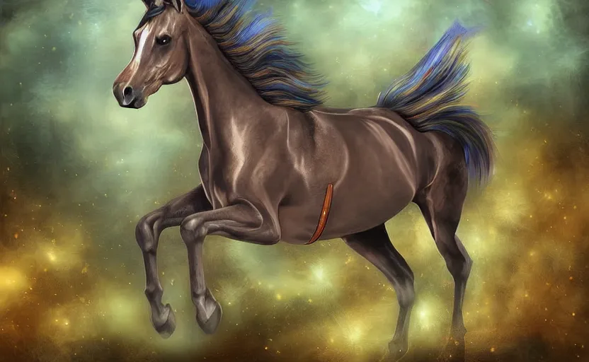 Image similar to Magical and fantasy digital painting of a horse