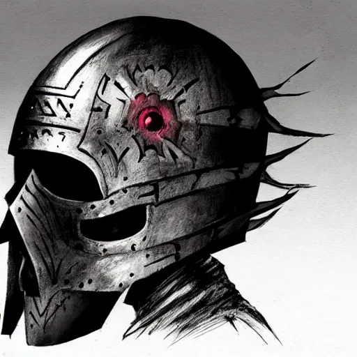 Image similar to crow skull knight helmet, headshot, side elevation, grimdark, fantasy, dark souls, concept art