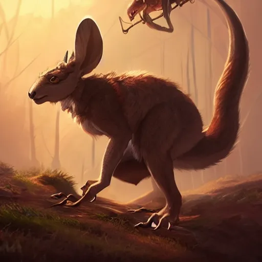 Image similar to a DND kangaroo monster, made by Stanley Artgerm Lau, WLOP, Rossdraws, ArtStation, CGSociety, concept art, cgsociety, octane render, trending on artstation, artstationHD, artstationHQ, unreal engine, 4k, 8k,