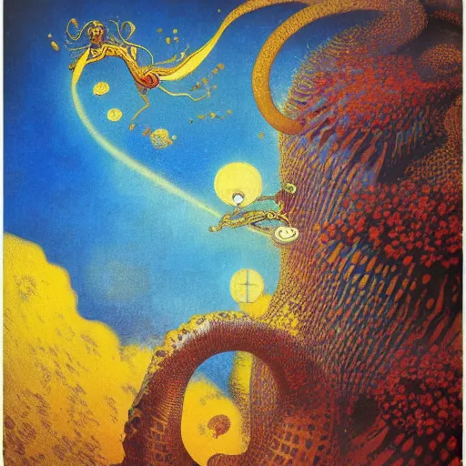 Image similar to unique otherworldly colorful Paris disk ocelot rock album cover angel seed , by Odilon Redon and Katsushika Hokusai and Brian Froud , unreal engine , movie poster , detailed painting