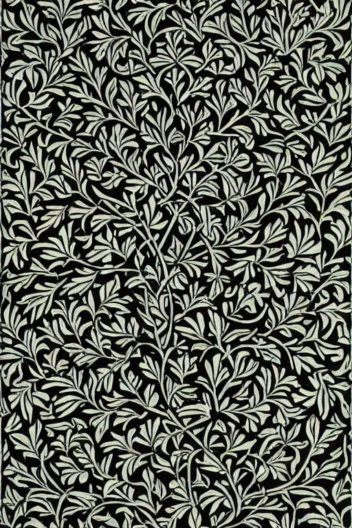 Image similar to black rose pattern, art by william morris, illustration, arts and crafts, art deco