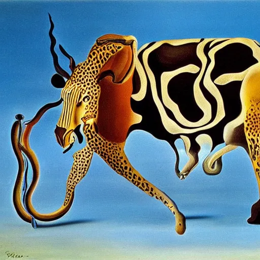 Image similar to a safari painted by salvador dali