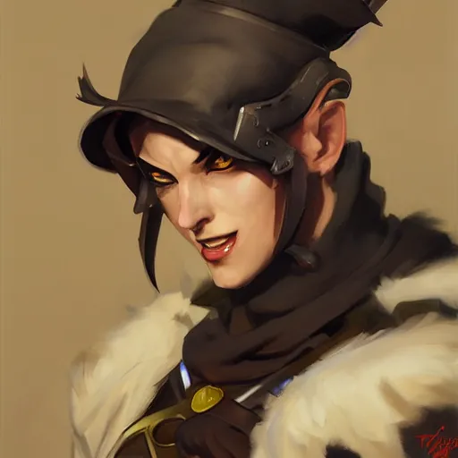 Image similar to greg manchess portrait painting of armored cait sith as overwatch character, medium shot, asymmetrical, profile picture, organic painting, sunny day, matte painting, bold shapes, hard edges, street art, trending on artstation, by huang guangjian and gil elvgren and sachin teng