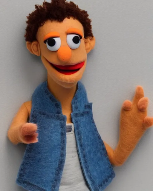 Image similar to adin ross as a muppet. highly detailed felt. hyper real photo. 4 k.