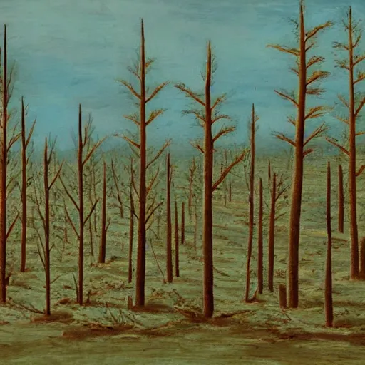 Prompt: a landscape with dead trees, realistic