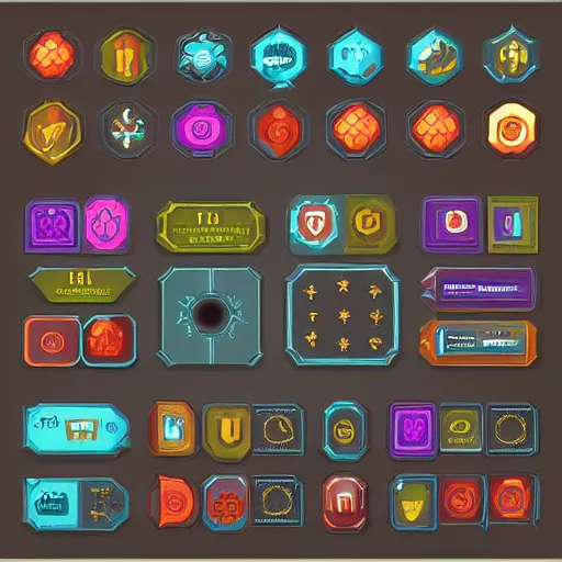 Prompt: fantasy ui elements. vector graphics. detailed