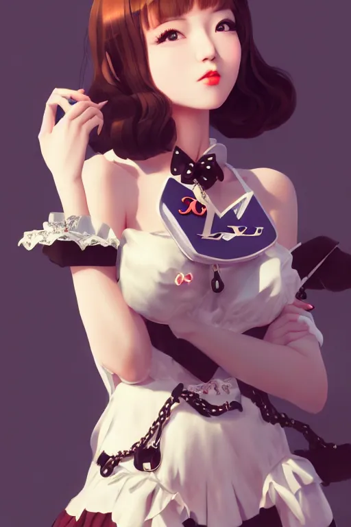 Image similar to a pin up and beautiful fashion charming dreamlke japan girl with lv jewelry, character art, art by wlop and and ilya kuvshinov, hyperdetailed, 8 k realistic, symmetrical, frostbite 3 engine, cryengine, dof, trending on artstation, digital art