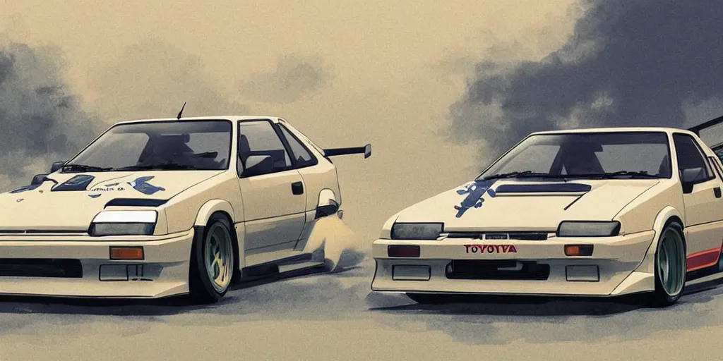 Image similar to toyota ae 8 6 trueno sprinter, detailed, cel shaded, by makoto shinkai and moebius and anton fadeev and james gurney,