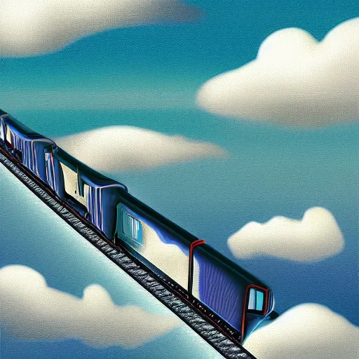 Prompt: train vagon flying through the clouds, digital art