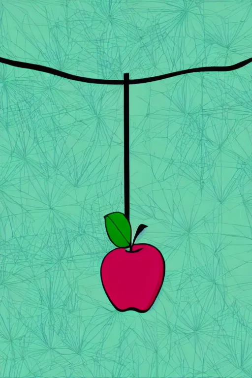 Prompt: minimalist boho style art of a colorful apple hanging on a tree, illustration, vector art