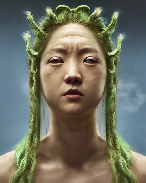 Prompt: justin sun as medusa, weta hyperrealism cinematic lighting and composition, vibrant