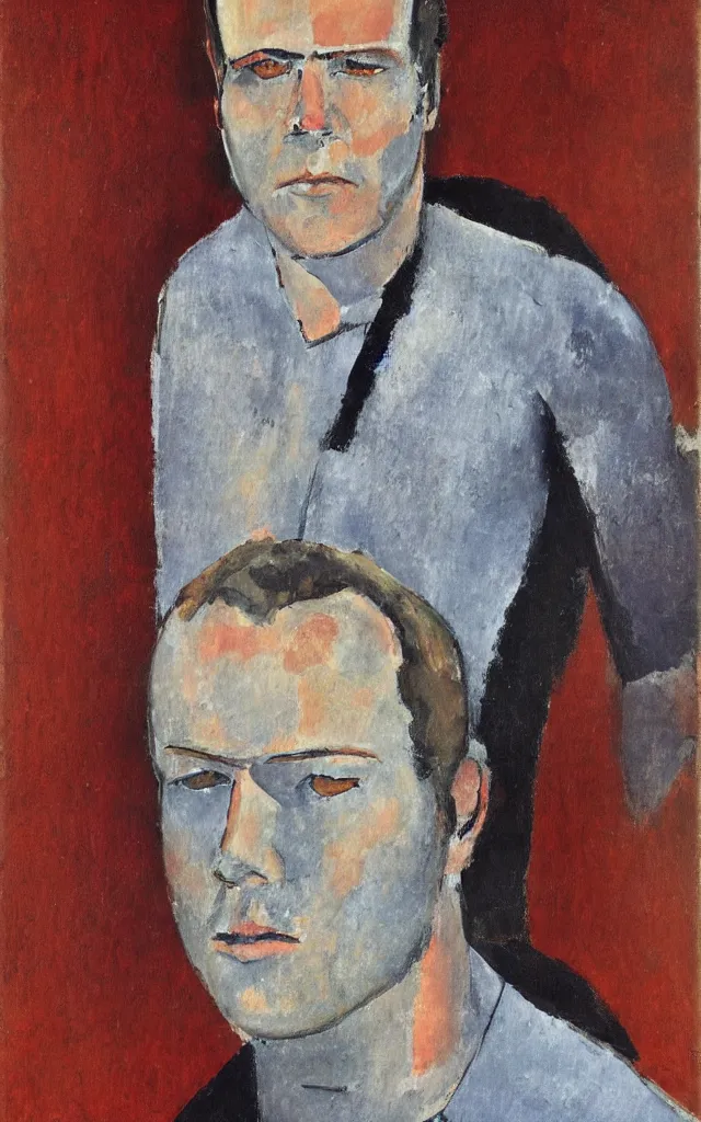 Prompt: a portrait of Jack Bauer painted by Amedeo Modigliani