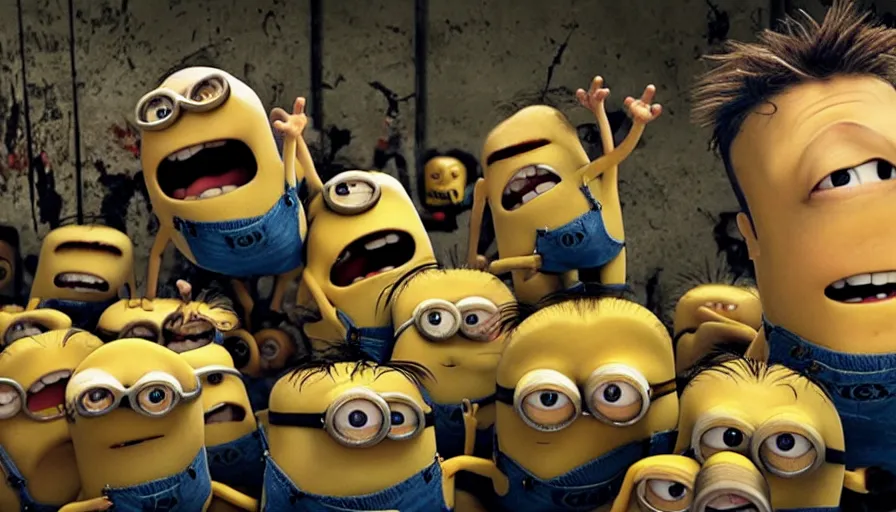 Image similar to fight club!!!!!, fight club!!!!!((the minions)), movie still