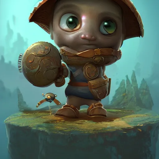 Image similar to little warrior 3D concept by Gediminas Pranckevicius, Game Art, Ultra wide angle, hyper detailed, Character Modeling, cartoon, cinematic, raytrace, concept art, Trend on Behance 3d Art, V-Ray, Maya, C4D