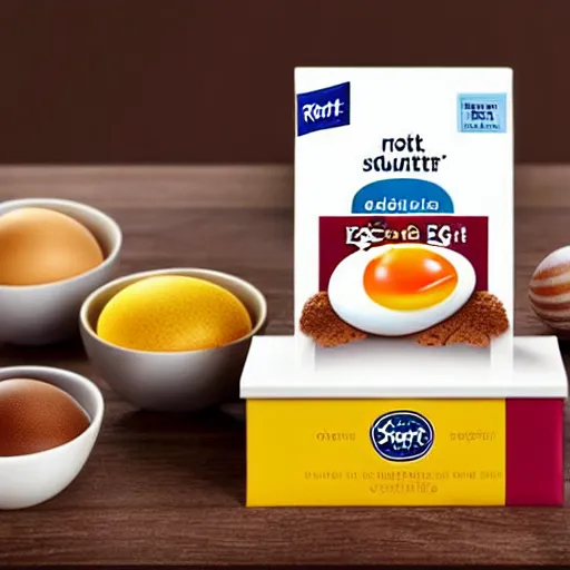 Image similar to Ritter Sport with egg flavour, product shot, packaging, photo