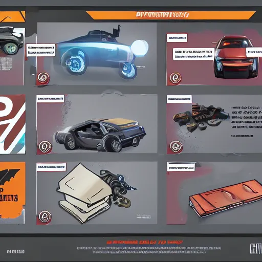 Image similar to car engine, car parts concept, card, comic page, realistic fortnite, ui card, Hyperrealism