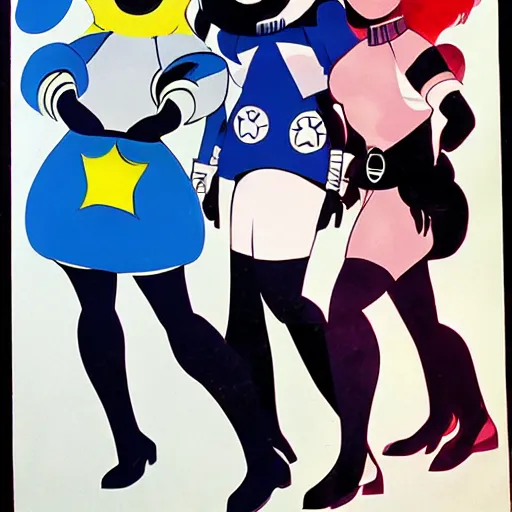 Image similar to power puff girls, by jack kirby