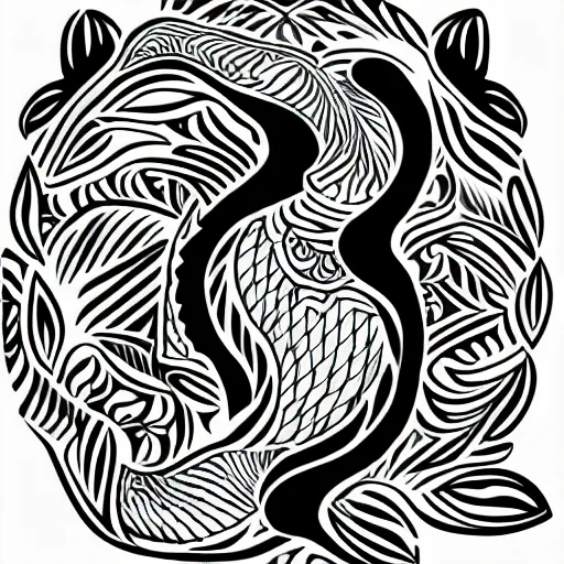 Image similar to tattoo sketch of a cat huging sun, monstera deliciosa, a draft, organic ornament, maori, line art, vector