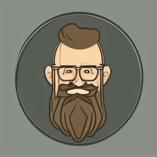 Image similar to bearded man using woodlathe, vector art, simple, clean, monochromatic