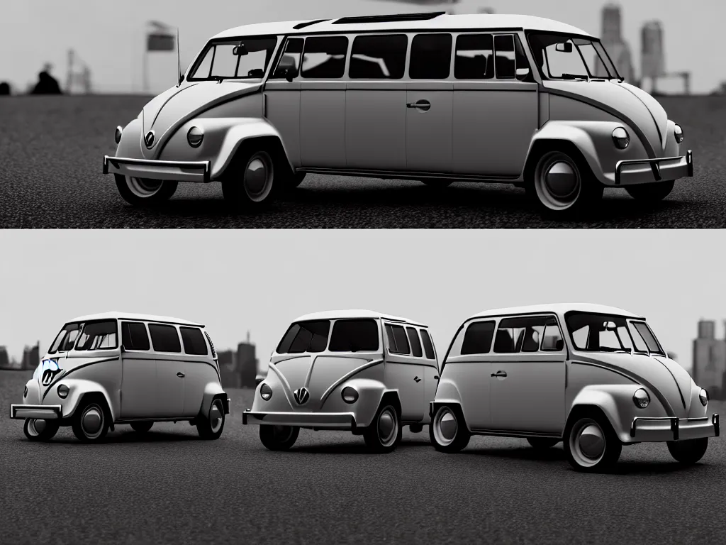 bw 3 d render concept car of a van volkswagen and fiat