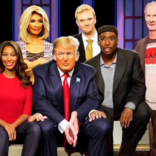 Image similar to Donald trump as part of the whose line is it anyway cast