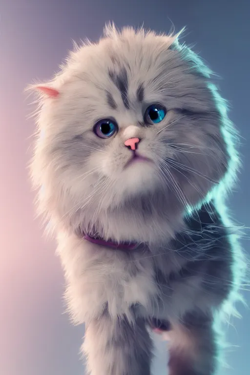 Image similar to anime super super cute cat, ultra realistic, concept art, intricate details, highly detailed, photorealistic, octane render, 8 k