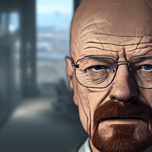 Image similar to walter white in super smash brothers, unreal engine 5, dslr, award winning, 8 k, octane beautifully detailed render, cold lighting, cinematic lighting, detailed photo, masterpiece, volumetric lighting, ultra realistic, highly detailed, high quality, lossless, photorealistic, trending,