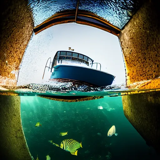 Image similar to boat from below, underwater photo