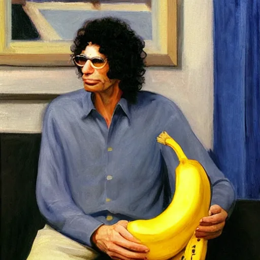 Prompt: howard stern with banana, edward hopper painting
