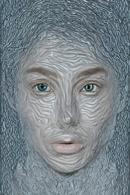 Image similar to portrait of a woman with reaction diffusion skin texture, high detail