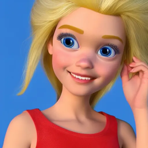 Prompt: a 3d princess with blonde hair , 3d cgi , disney style,pixar , photorealistic