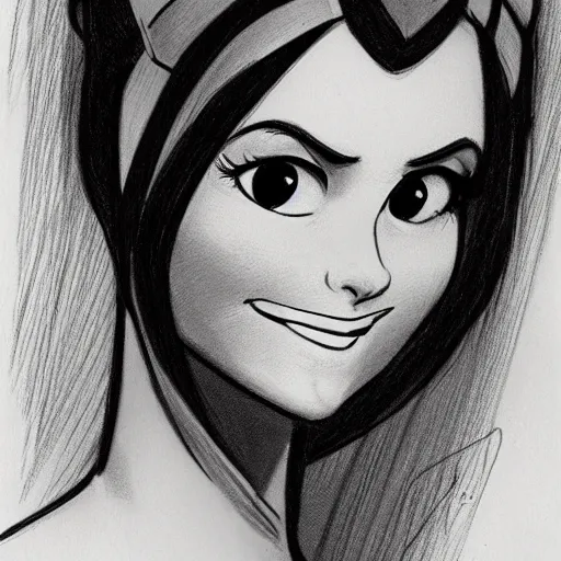 Image similar to milt kahl sketch of victoria justice as princess padme from star wars