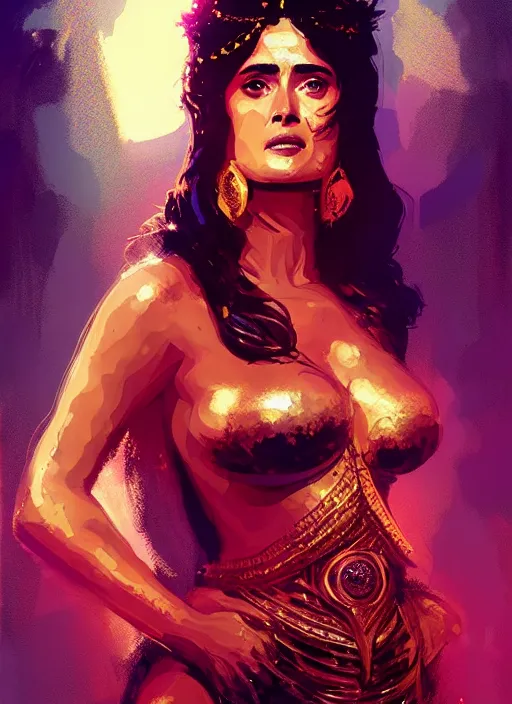 Image similar to portrait of salma hayek as dejah thoris, by ismail inceoglu