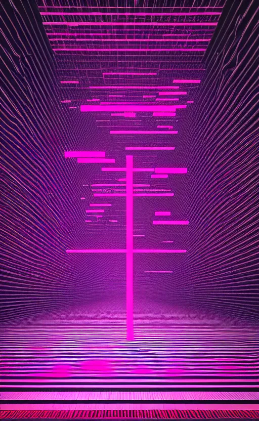 Image similar to a love affair with doubt, dark retrowave, glitch art, interstellar, beautifully lit, by Anni Albers, artstation, unreal engine