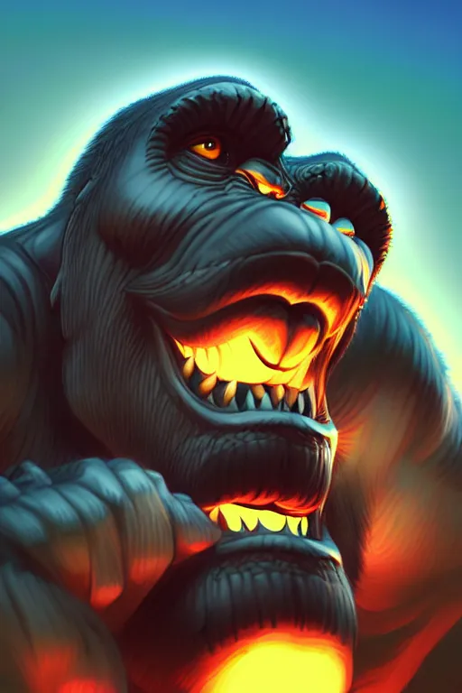 Image similar to isometric King Kong by Artgerm and WLOP, Pixiv