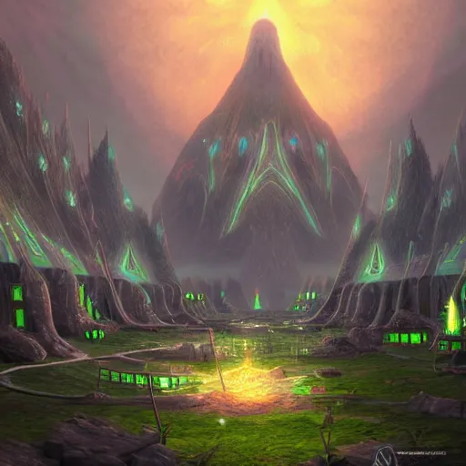 Prompt: a fantasy elven nuclear power plant. award winning digital art, trending on artstation