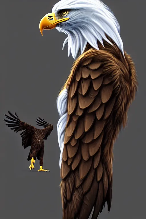 Prompt: epic professional digital art of a human - eagle hybrid animal wearing human flight jumpsuit, air force jumpsuit, humanoid feathered head, eagle beak, by lisa roet, sam leach, artstation, cgsocietywlop, epic, much wow, much detail