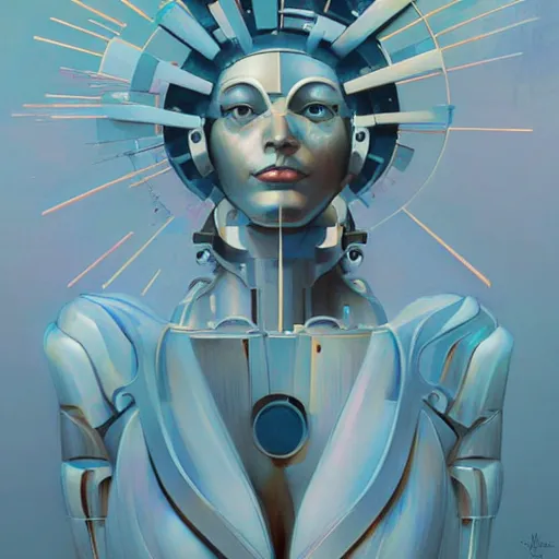 Image similar to scifi futurism automaton minimalism chrome by peter mohrbacher art Hajime Sorayama airbrush hyperrealism model abstract shatter fragments cubism futurism pastel blue soft flat minimal minimalism portrait face jackson pollock ukiyo-e