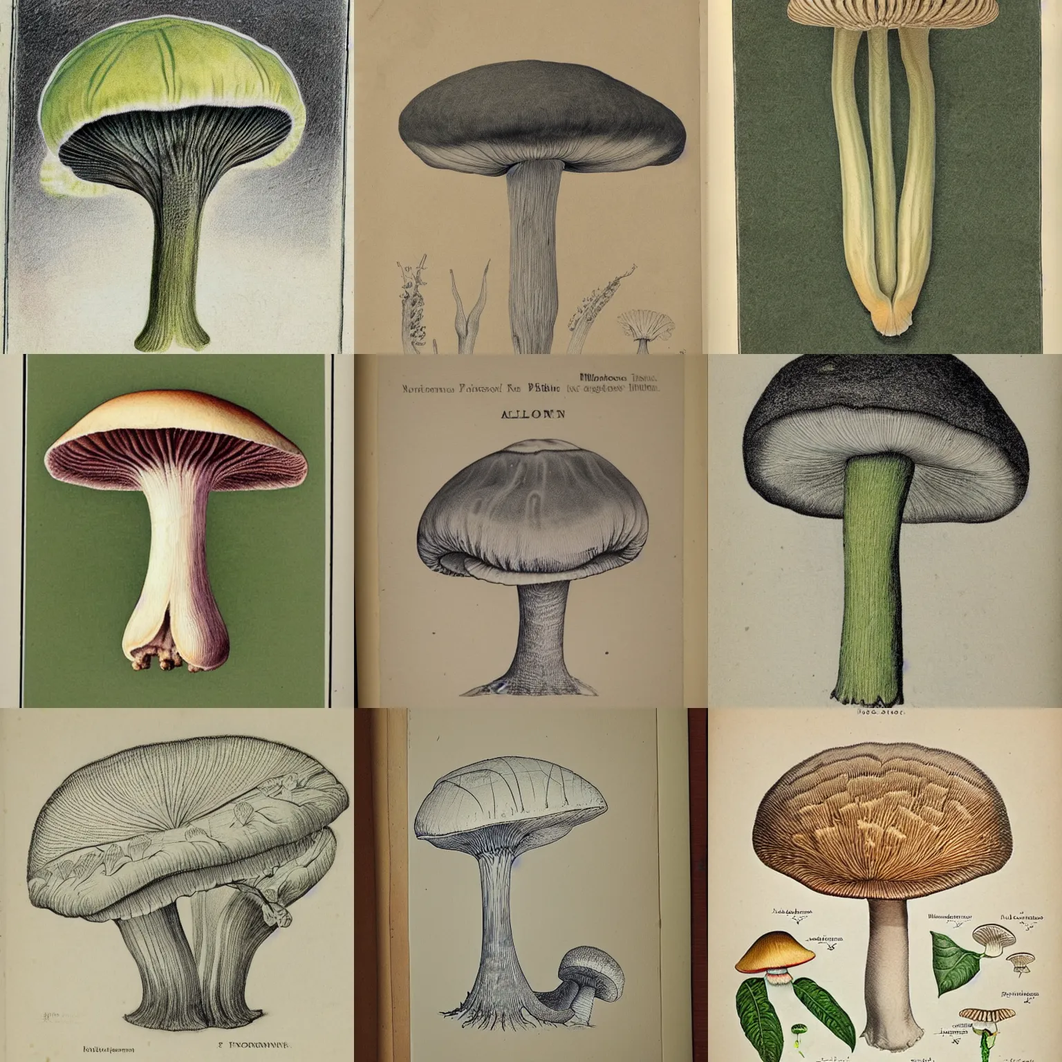 Prompt: botanical illustration of an alien mushroom. naturalist illustration, textbook drawing, drawn on vellum, detailed illustration, nobel prize